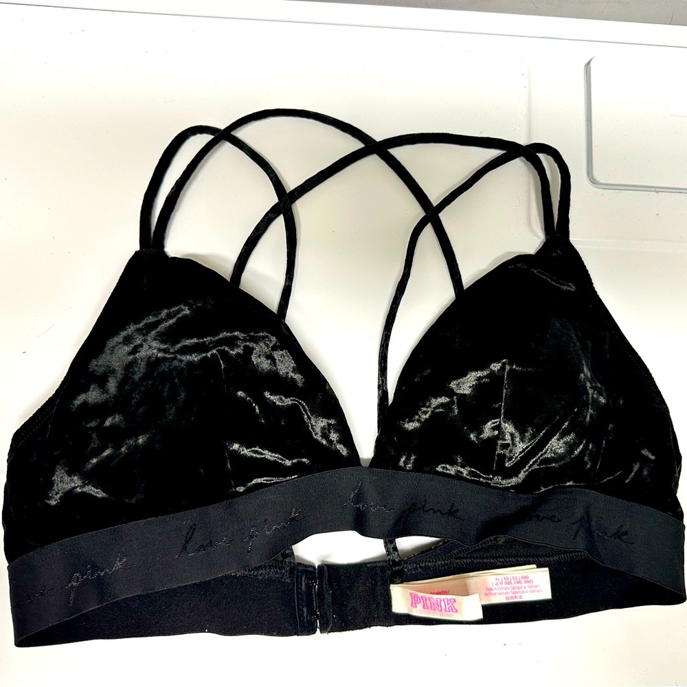 Pink Victoria Secret Black Velvet Bralette